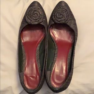 Gray Heels with Rose appliqué